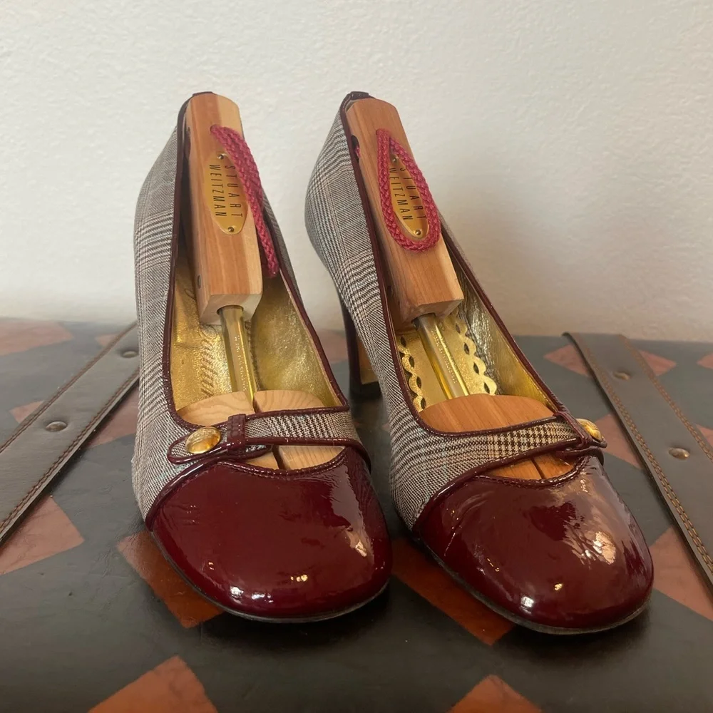 Juicy Couture Burgundy & Plaid Mary Jane Heels - Picture 7 of 8